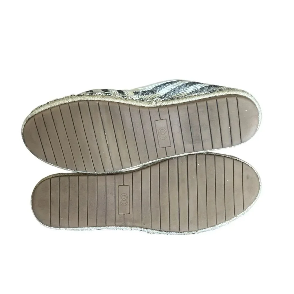 Charter Club Joeey Round Toe Metallic Stripe Espadrille Flats Size 8.5